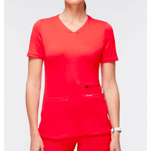 Jaanuu Women's Coral Scrubs Top and Jogger Set - Size M